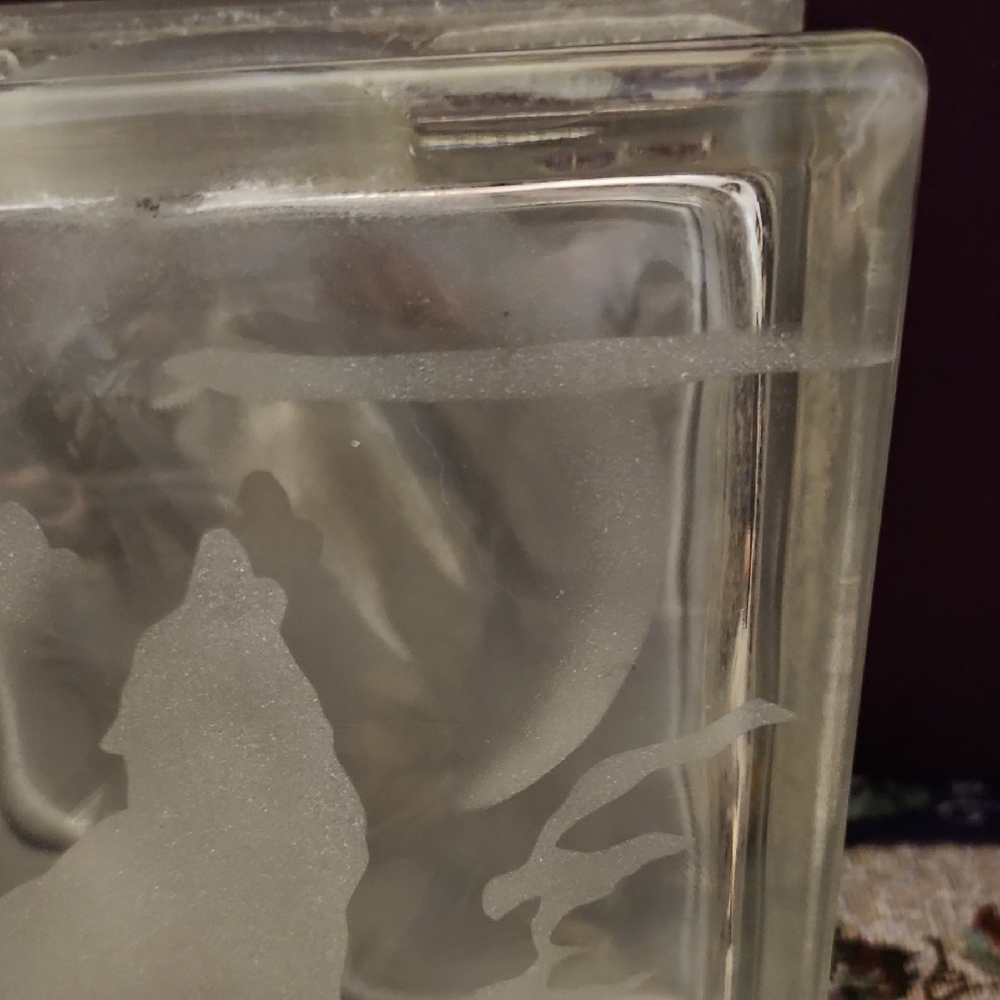 $40 Add On Cubed Frosted Glass Wolf Decor - Picture 3 of 11